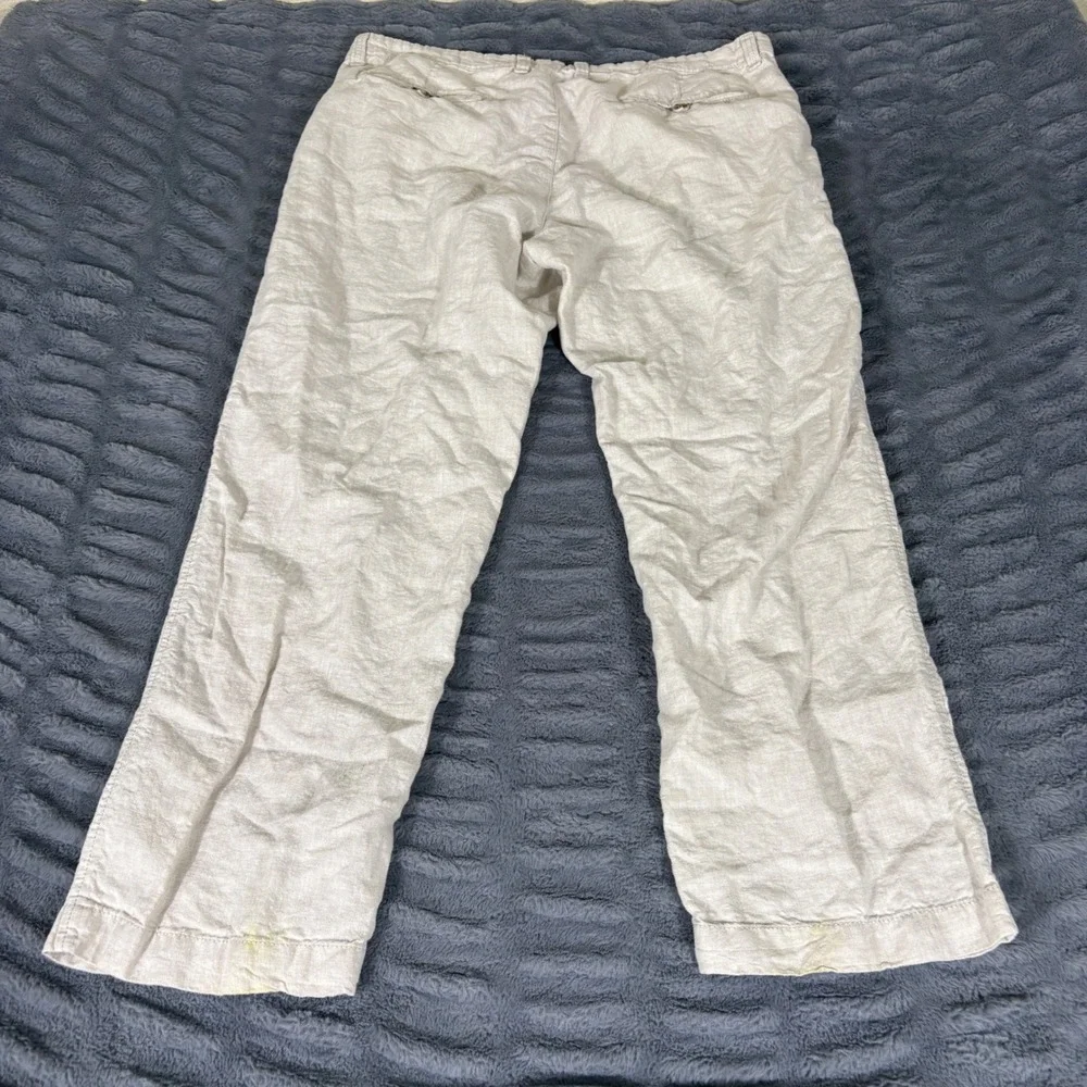 Old Navy Mens 38x30 Linen Pants Beige Relaxed Straight Leg Summer Beach Casual